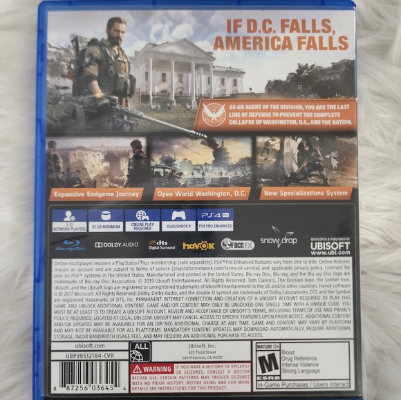 PS4 Tom Clancy's The Division 2 Videogame, Used - Picture 4 of 4